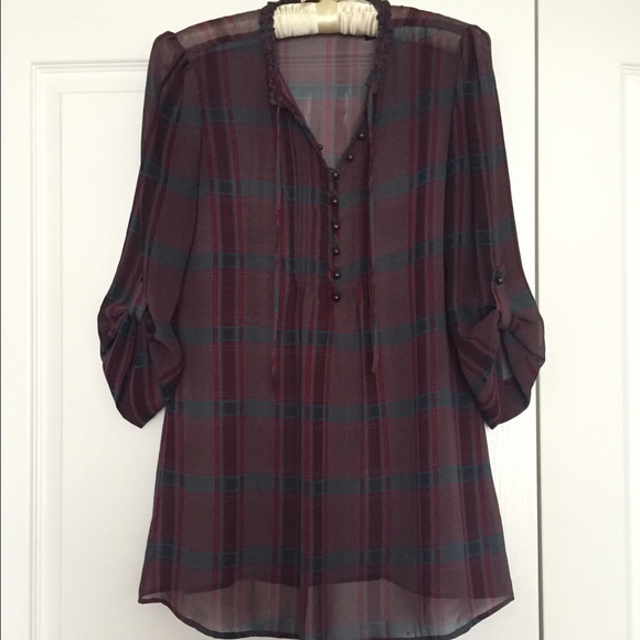 Plaid sheer tunic