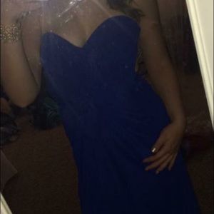Strapless Royal Blue Prom Dress