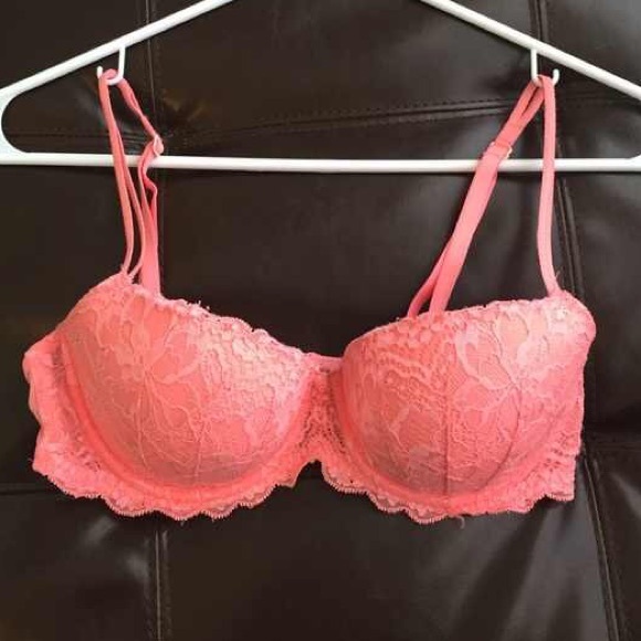 vs PINK hot pink lace push-up date bra
