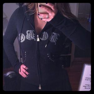 BCBG Maxazria black zip-up hoodie!