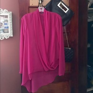 Marciano hot pink drape top