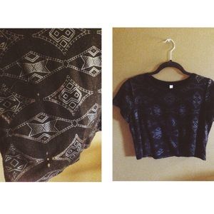 Black Aztec Cut Out Crop Tee