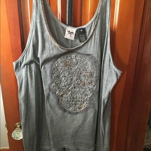 Beautiful bling skull tank top