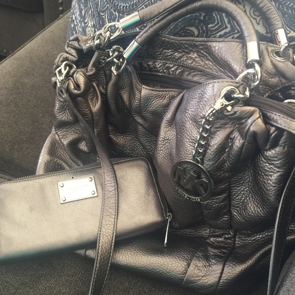 Michael Kors Metallic Silver wallet & bag