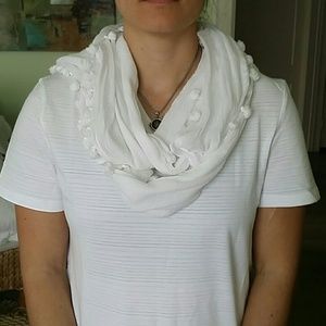 White linen and cotton scarf