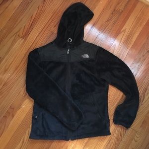 North Face black zip up fleece jacket