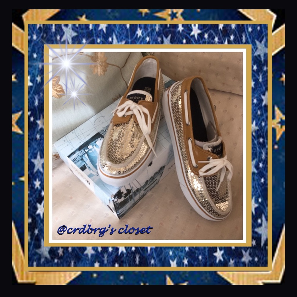 NIB, Sperry Gold Sequin Top-Siders