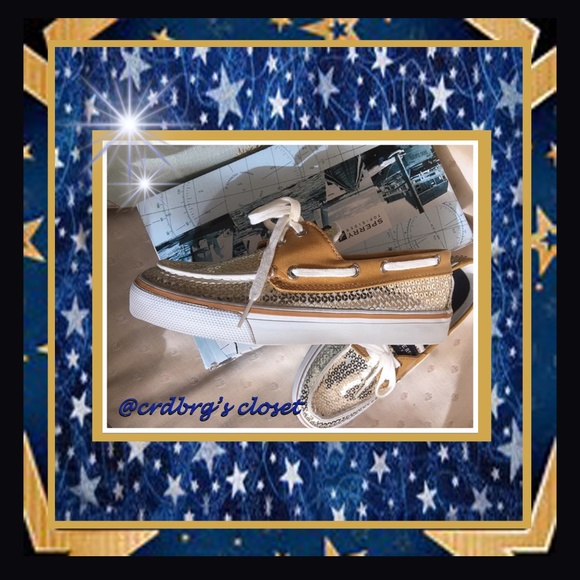 NIB, Sperry Gold Sequin Top-Siders - Picture 3 of 4