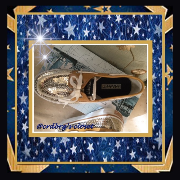 NIB, Sperry Gold Sequin Top-Siders - Picture 2 of 4