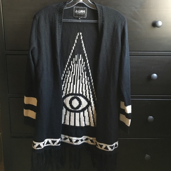PacSun Sweaters - Fringe all seeing eye cardigan sweater