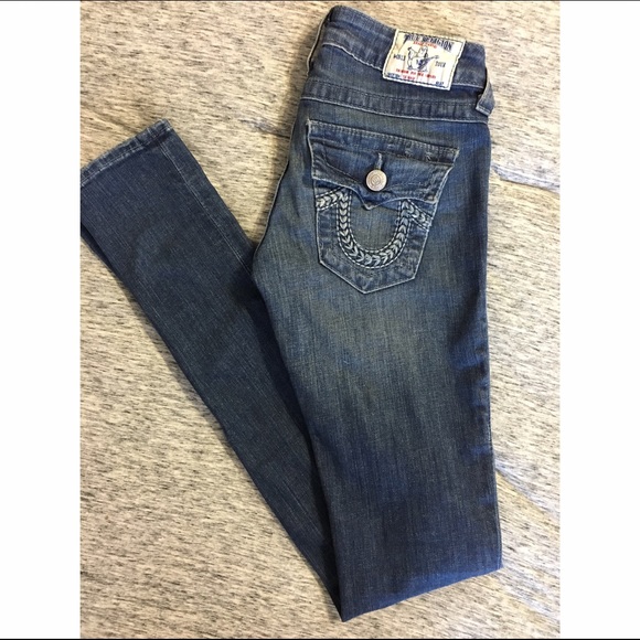 True religion medium wash skinny jeans