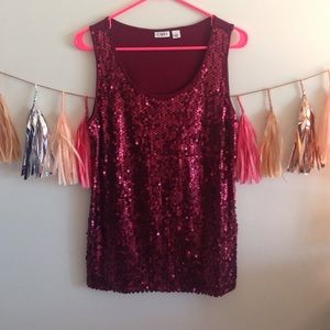 Maroon sequin tank top