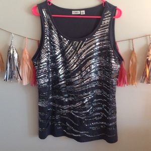 Silver sequin tank top