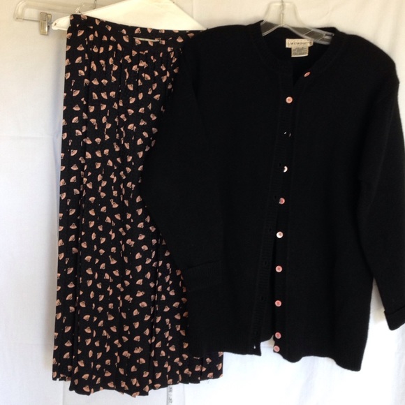 Liz Claiborne wool sweater and silk skirt set