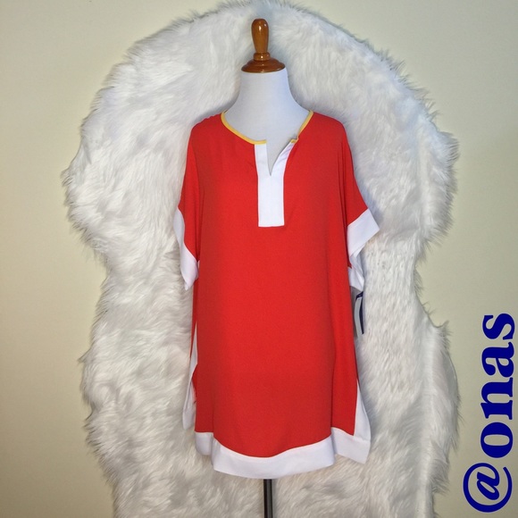 Peter Nygard Tops - Peter Nygard Flame Orange Tunic Top