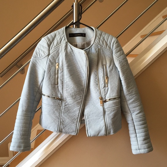 Zara Blue Leather Jacket