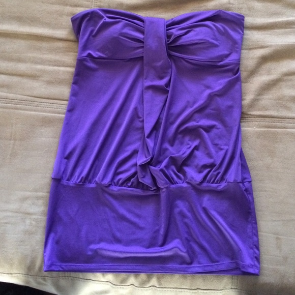 Purple strapless top
