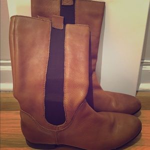 Zara TRF long brown flat boots