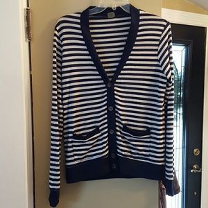 Navy and white striped cardigan