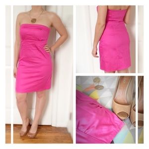 H&M pink sateen strapless mini dress