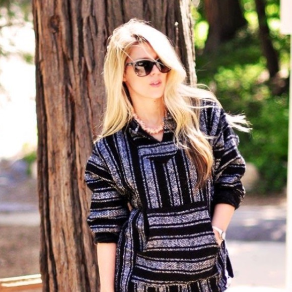 Blue white and black drug rug