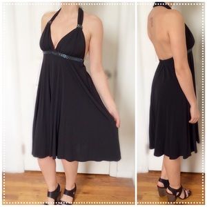 Express Black mid empire waist halter dress