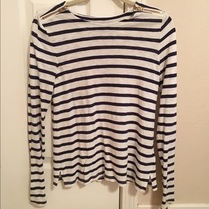 Zip-detailed striped cotton top