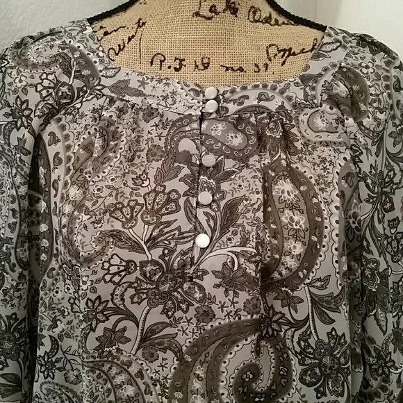 Apt. 9 Tops - Shades of gray.......paisley sheer blouse