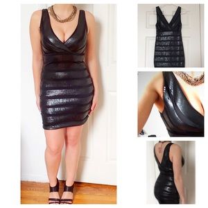 Sleeveless black sequin design mini dress