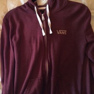 maroon vans zip up hoodie