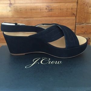 jcrew Marcie suede wedges, size 6, black