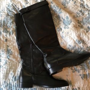 All Saints black leather riding boots
