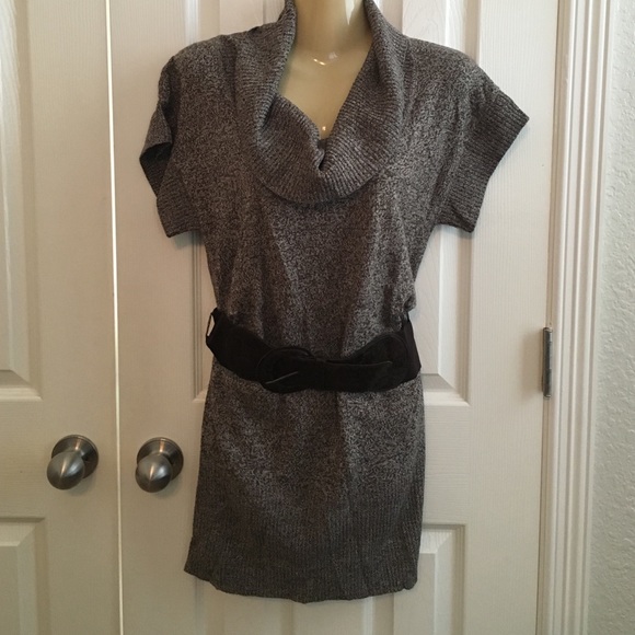 Sweater type dress with belt.