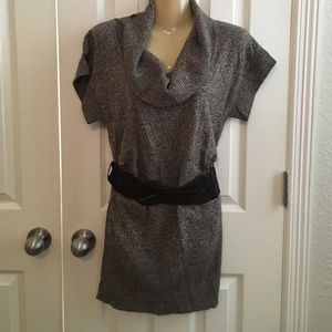 Sweater type dress with belt.