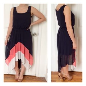 Multi-color high-low hem dress