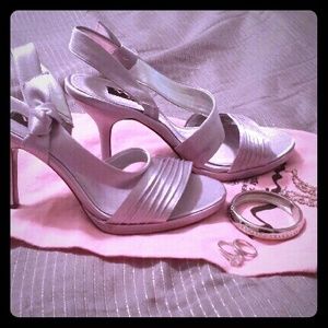 Silver sandals heels