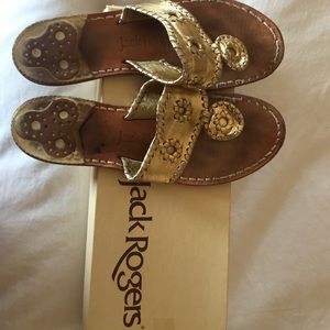 jack rogers sandals, size 6, gold