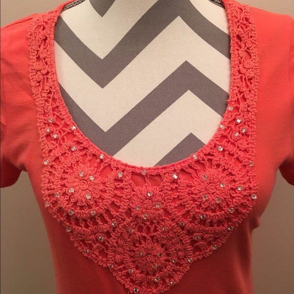 RXB Tops - Lace and Rhinestone T-shirt