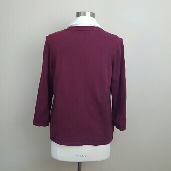 Red cardigan and white button down combo top - Picture 2 of 3