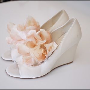 bhldn floral and satin wedges - sample item