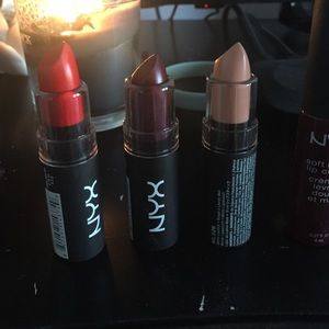 Nyx matte lipsticks.
