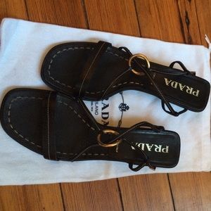Prada Black authentic sandals! w/shoe cozy