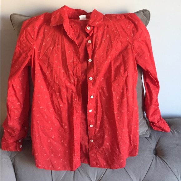 J Crew Anchor print button up down size 4. Preppy!
