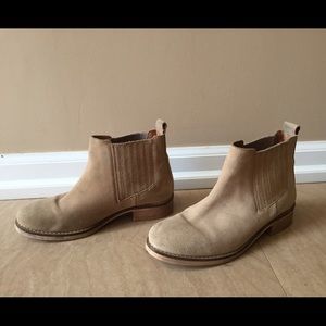 Topshop Camel Suede Flat Ankle Booties