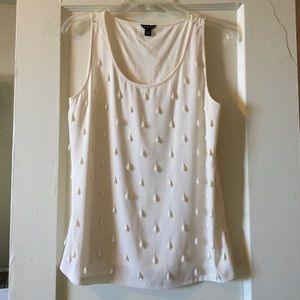 Ann Taylor White Beaded Sleeveless Top Size S