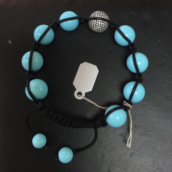 Italian turquoise silver pave set ball bracelet