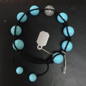 Italian turquoise silver pave set ball bracelet
