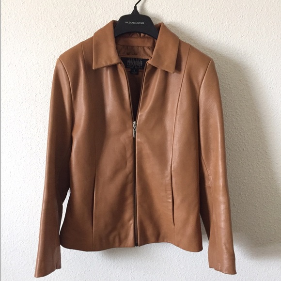 Camel colored leather jacket