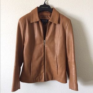 Camel colored leather jacket