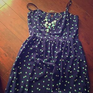 Navy and green shoulder strap sundress